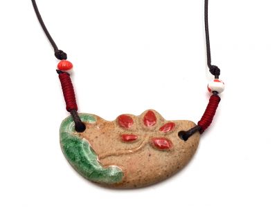 Ceramic jewelry Emperor of Japan Collection - Ceramic necklace - Lotus flowers
