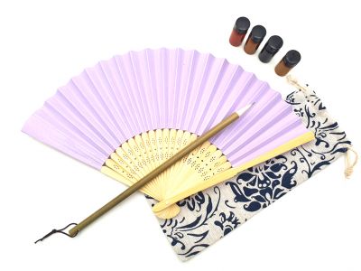Chinese Hand Fan to paint - Adult - Chinese calligraphy - DIY - Mauve