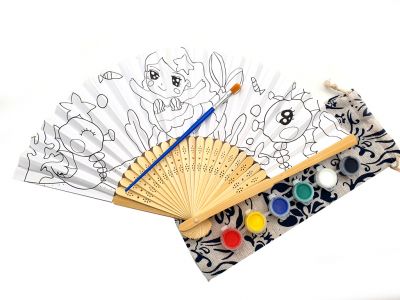 Chinese Hand fan to paint - Child - DIY - Mermaid and fish