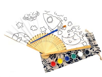 Chinese Hand fan to paint - Child - DIY - Space - Rocket