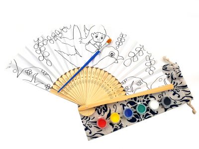 Chinese Hand fan to paint - Child - DIY - The girl on the magic bird