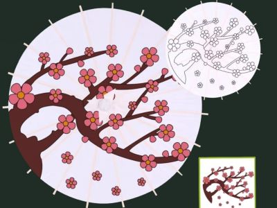 El paraguas para pintar- Child - DIY - Cherry tree