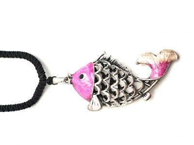 Collier chinois Poisson Rose