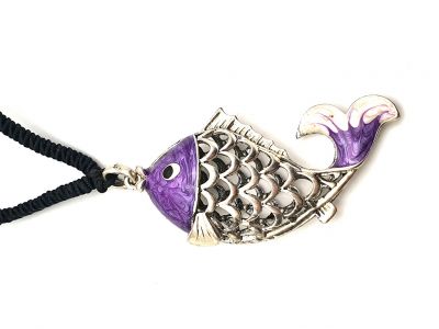 Collier chinois Poisson Violet