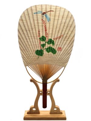 Japanese Hand Fan - Uchiwa - Wood and Paper - Dragonfly