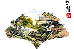 Chinese painting on tree leaf