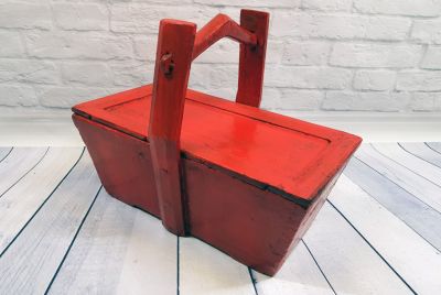Old Chinese Box Red wooden basket