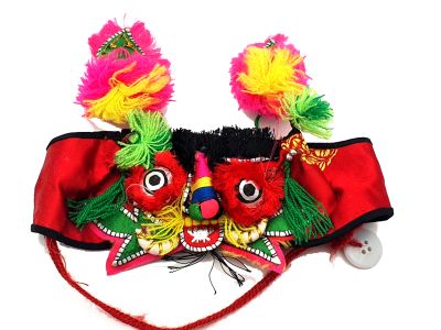 Old Ethnic Baby Headdress - Cabeza de tigre - Rojo/Multicolor