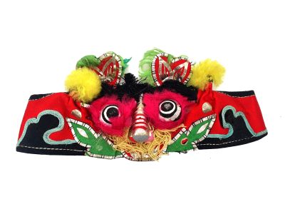 Old Ethnic Baby Headdress - Tiger head - Red/Black