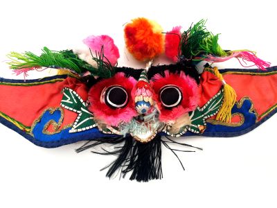 Old Ethnic Baby Headdress - Tiger head - Red/Blue