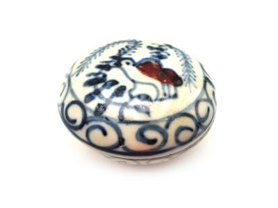 Small Chinese porcelain box - Round - Bird