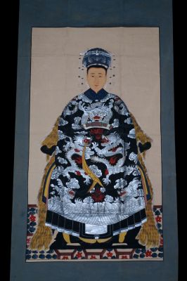 Très Grand Portrait d'ancêtres chinois - Majestueux - Impératrice - Noir