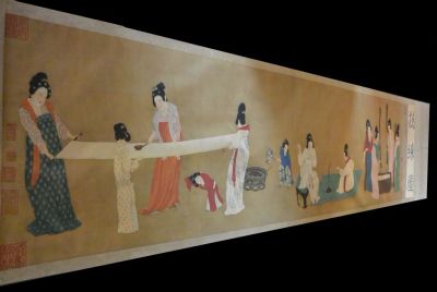 Very Large Chinese Kakemono Painting Court Ladies