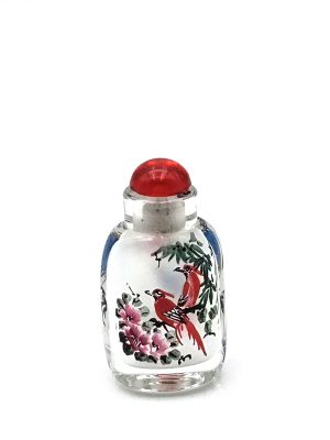 Very Small Glass Snuff Bottle - Chinese Arist - Parrots