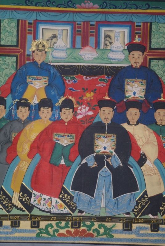 Ancestors and Dignitaries family 9 people Qing 2