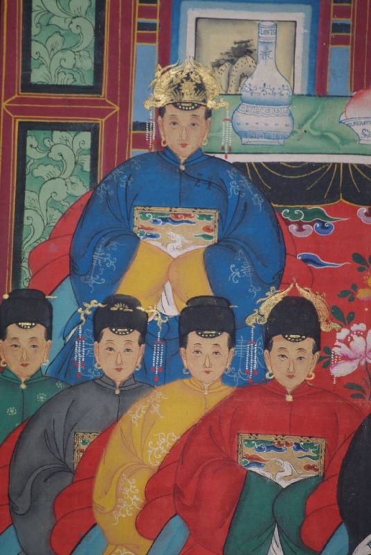 Ancestors and Dignitaries family 9 people Qing 3