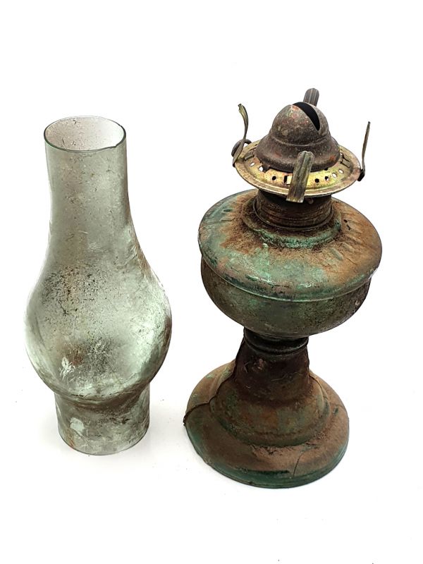 Ancient Chinese kerosene lamp - Glass 2 4
