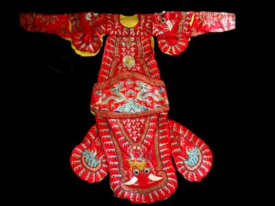 Ancient Chinese Theater Costume Red - Double dragons