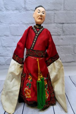 Ancient Chinese Theater Puppet -Fujian Province - Man / Red Silk Costume