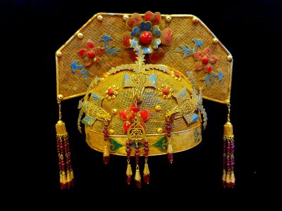 Ancient golden Chinese Theatre Hat - Emperor and Empress