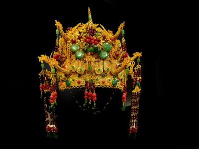 Ancient golden Chinese Theatre Hat - Emperor and Empress -The Green Phoenix - Empress Qing