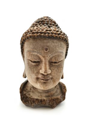 Asian wooden statue - Buddha head 27cm