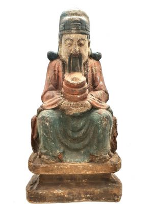 Asian wooden statue Tudi Gong