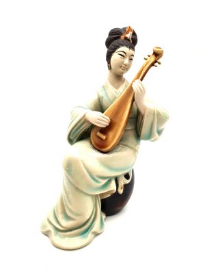 Bisque Porcelain statue - Chinese Cultural Revolution - The musician - Lute