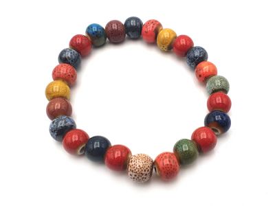 Ceramic / Porcelain Jewelry - Small Bracelet - Multicolored beads