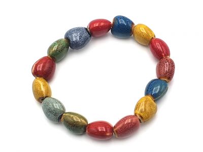 Ceramic / Porcelain Jewelry - Small Bracelet - Multicolored hearts