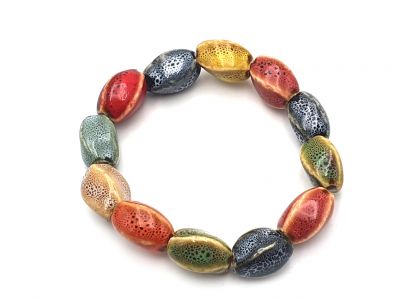 Ceramic / Porcelain Jewelry - Small Bracelet - Multicolored twisted beads