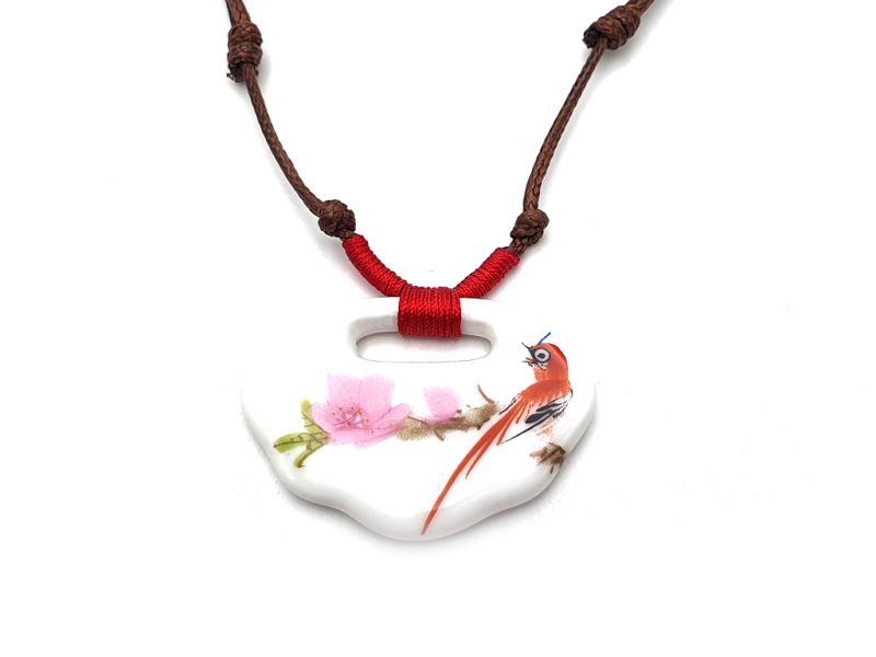 Ceramic jewelry Chinese flower collection - Necklace - China - Bird on a branch
