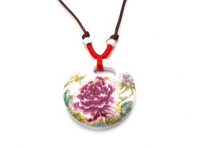 Ceramic jewelry Chinese flower collection - Necklace - China - Peony flower