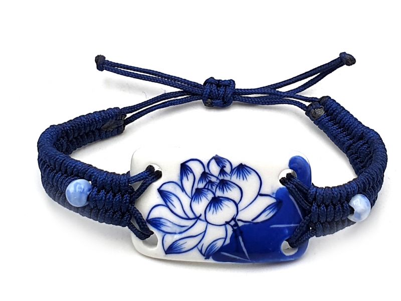 Ceramic jewelry White and Blue Collection - Bracelet - China - Large lotus flower 1