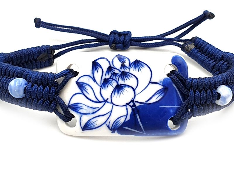 Ceramic jewelry White and Blue Collection - Bracelet - China - Large lotus flower 2
