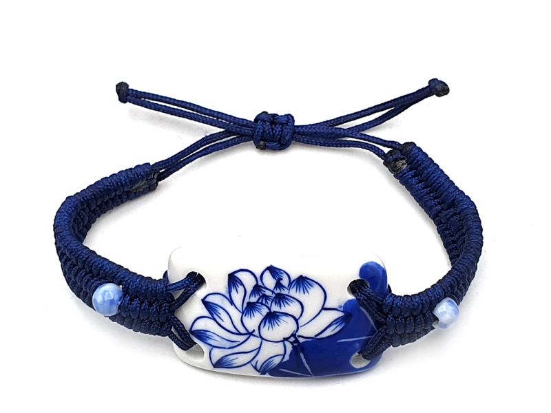 Ceramic jewelry White and Blue Collection - Bracelet - China - Large lotus flower 3