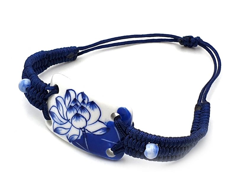 Ceramic jewelry White and Blue Collection - Bracelet - China - Large lotus flower 4