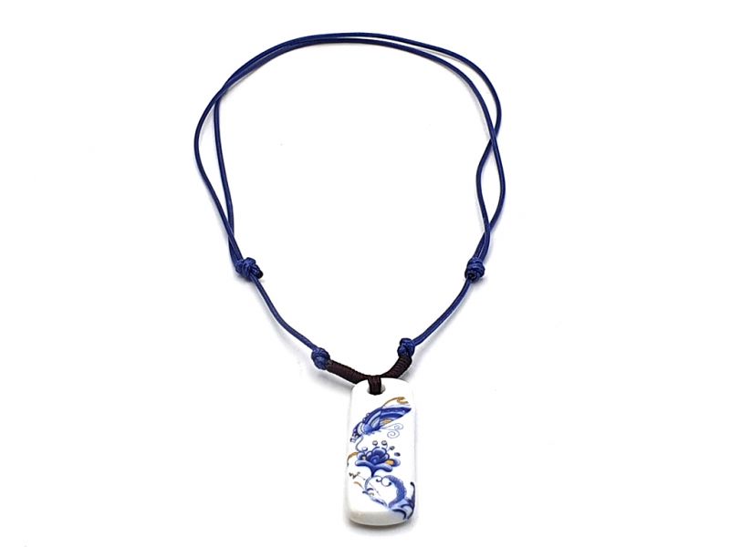 Ceramic jewelry White and Blue Collection - Necklace - China - Butterfly 3