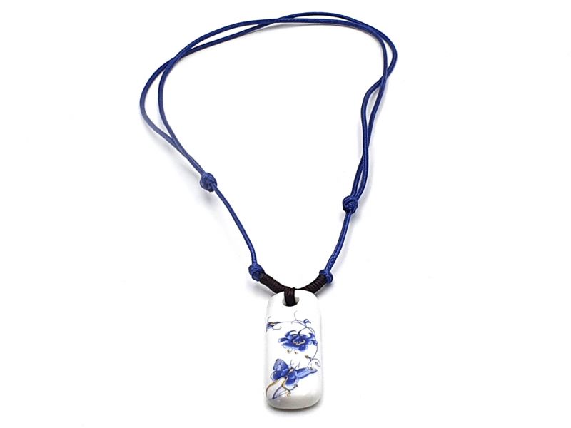 Ceramic jewelry White and Blue Collection - Necklace - China - Flower and butterfly 3