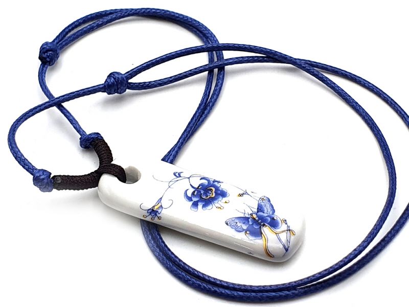 Ceramic jewelry White and Blue Collection - Necklace - China - Flower and butterfly 4