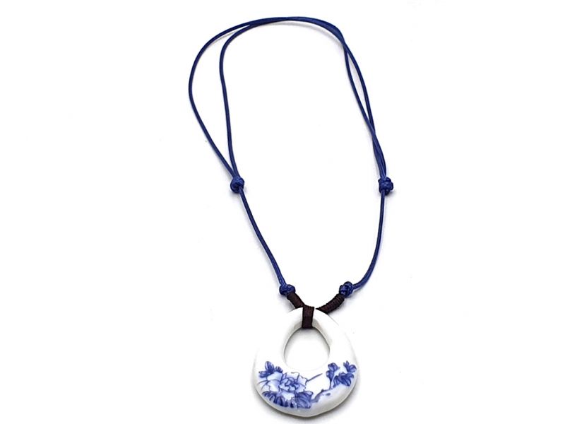 Ceramic jewelry White and Blue Collection - Necklace - China - Flowers 2