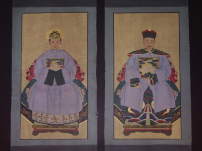 Chinese ancestors couple Painting from China Purple
