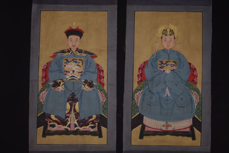 Chinese ancestors couple Painting from China Sky Blue 1