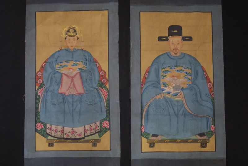 Chinese ancestors couple Painting from China Sky Blue 1