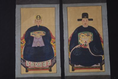 Chinese ancestors Qing dynasty Emperor Navy Blue