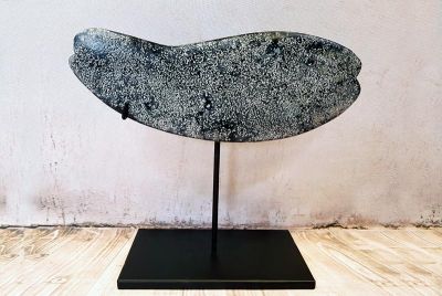 Chinese Bi Stone - Fish - Mount Lushan Stone - Black