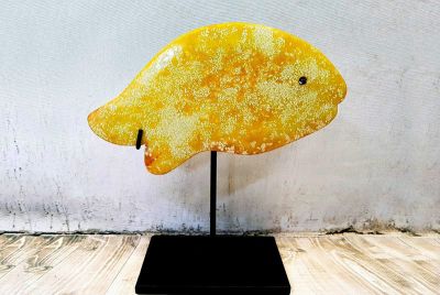 Chinese Bi Stone - Fish - Mount Lushan Stone - Yellow - orange fish