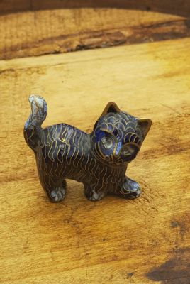 Chinese Cloisonné Animal - Blue Cat