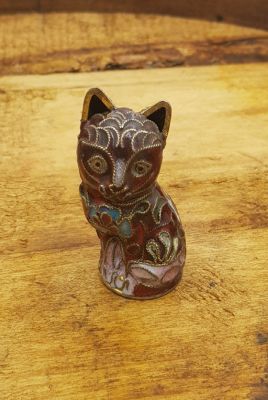 Chinese Cloisonné Animal - Red cat