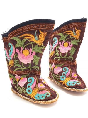 Chinese Embroidery - Miao Baby Slippers - Ankle boot - Brown, multicolored